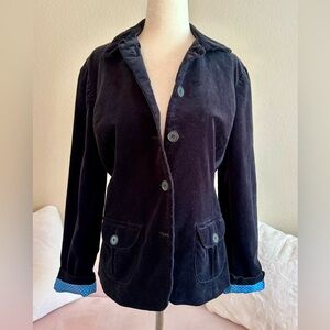 Land's End Blazer VTG 90’s Jacket Velvet Velour Deep Blue Women’s Small Preppy